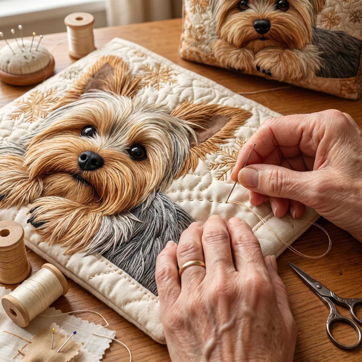 Catherine | Yorkshire Terrier Quilted Tote