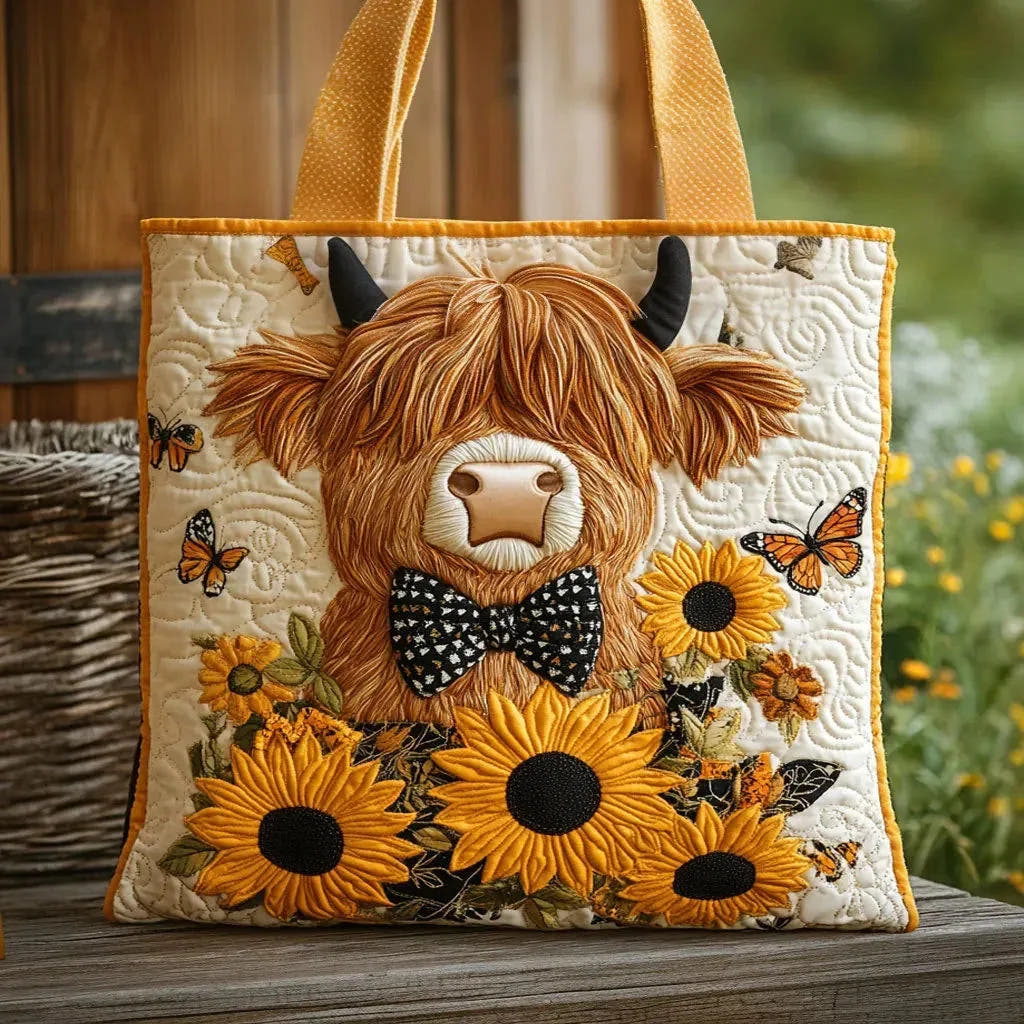 Cecily | Highland Cow & Sunflowers Tote