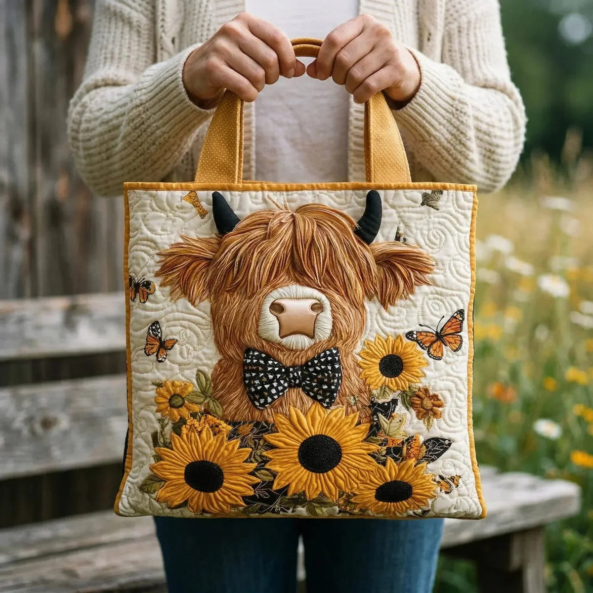 Cecily | Highland Cow & Sunflowers Tote