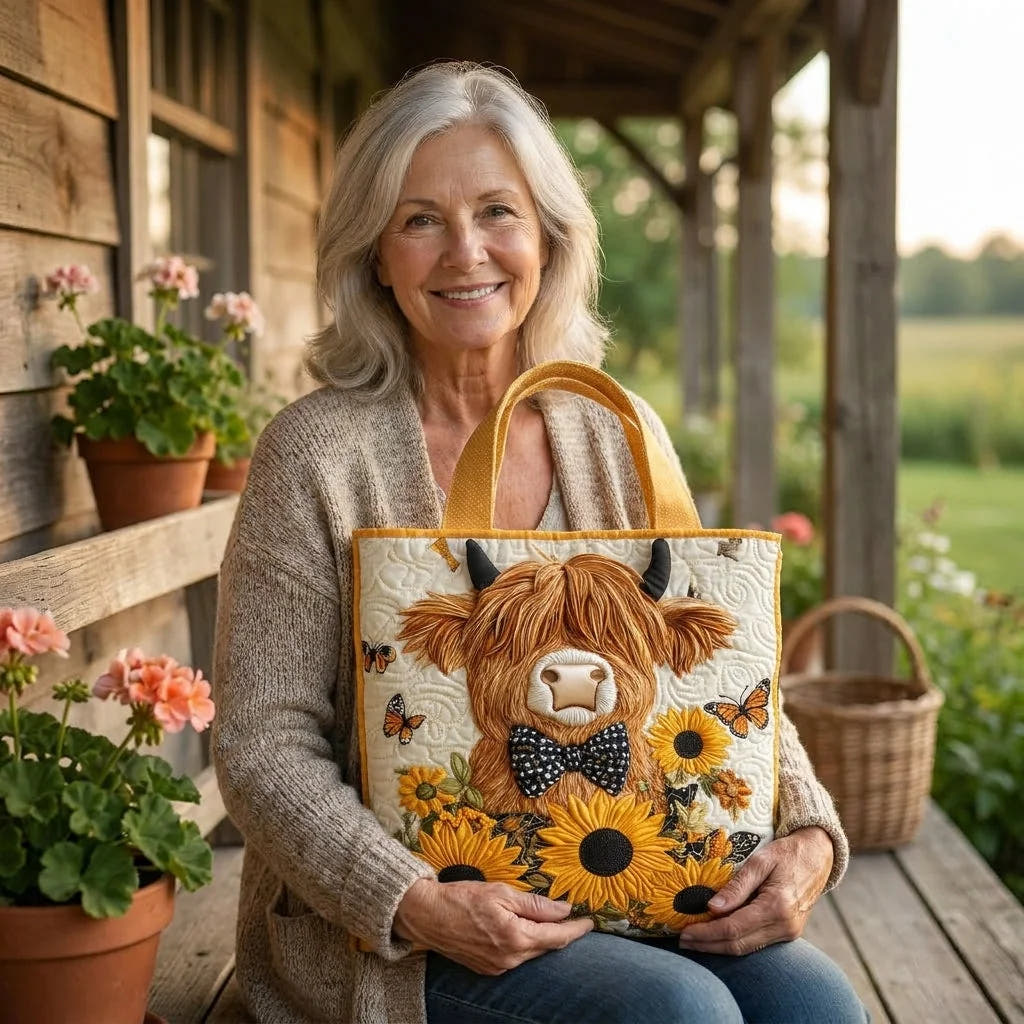 Cecily | Highland Cow & Sunflowers Tote