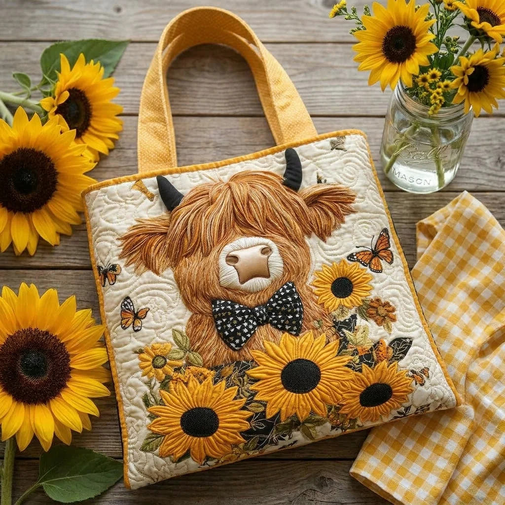 Cecily | Highland Cow & Sunflowers Tote