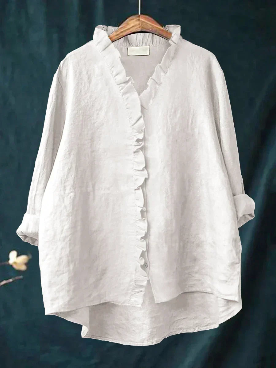 Lily | Casual Shirt with Ruffles in Cotton and Linen