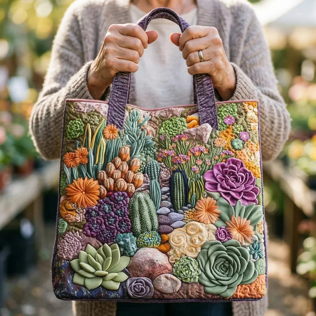 Celina | Succulent Garden Quilted Tote