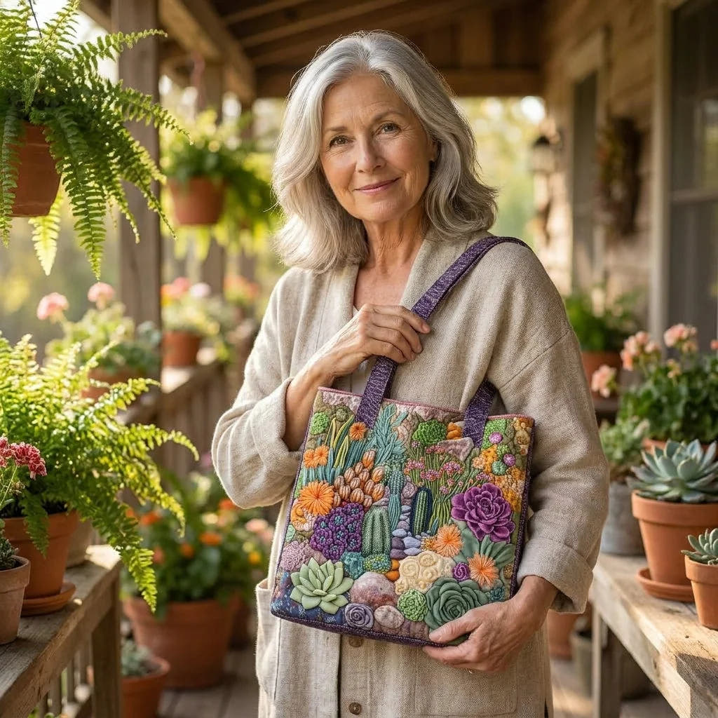 Celina | Succulent Garden Quilted Tote