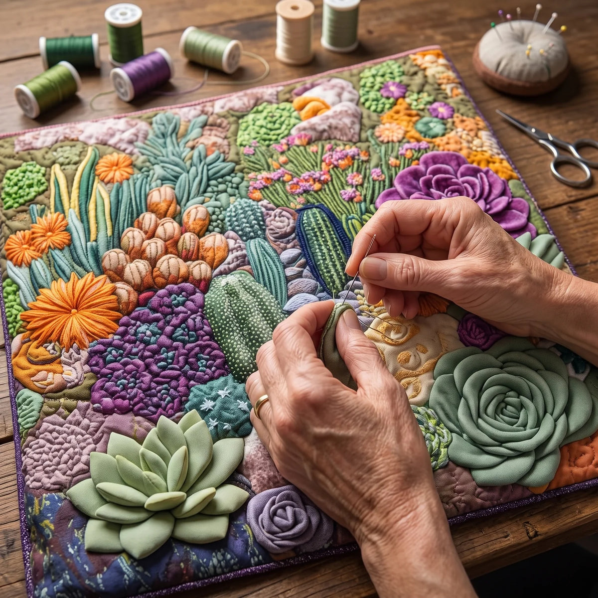 Celina | Succulent Garden Quilted Tote