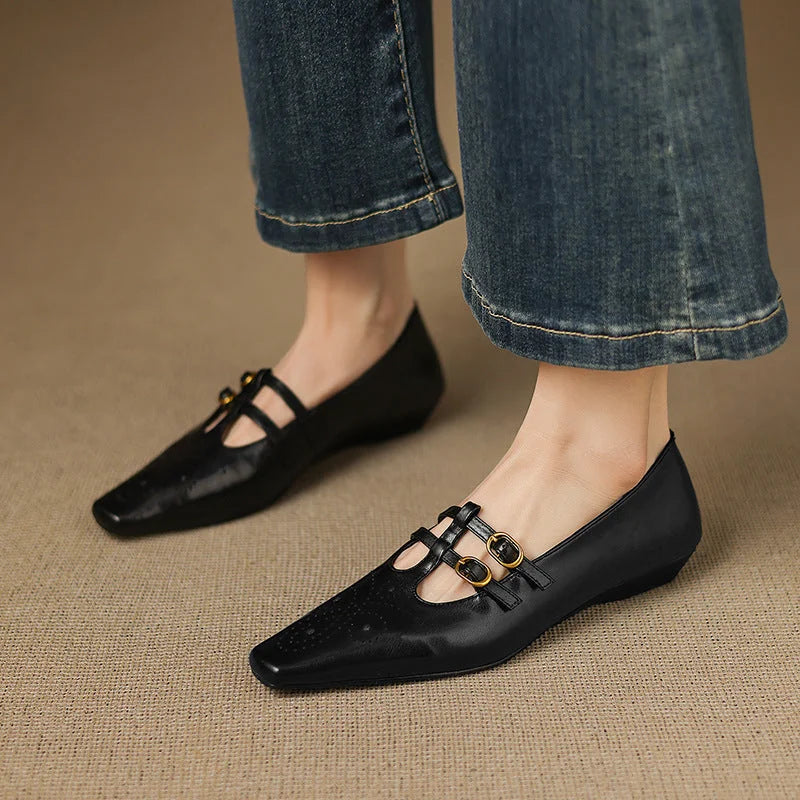 Ceyla | Brogued Double-Strap Mary Jane Flat
