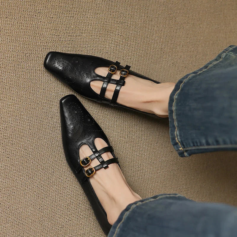 Ceyla | Brogued Double-Strap Mary Jane Flat