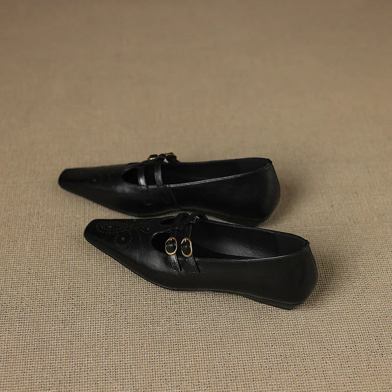 Ceyla | Brogued Double-Strap Mary Jane Flat