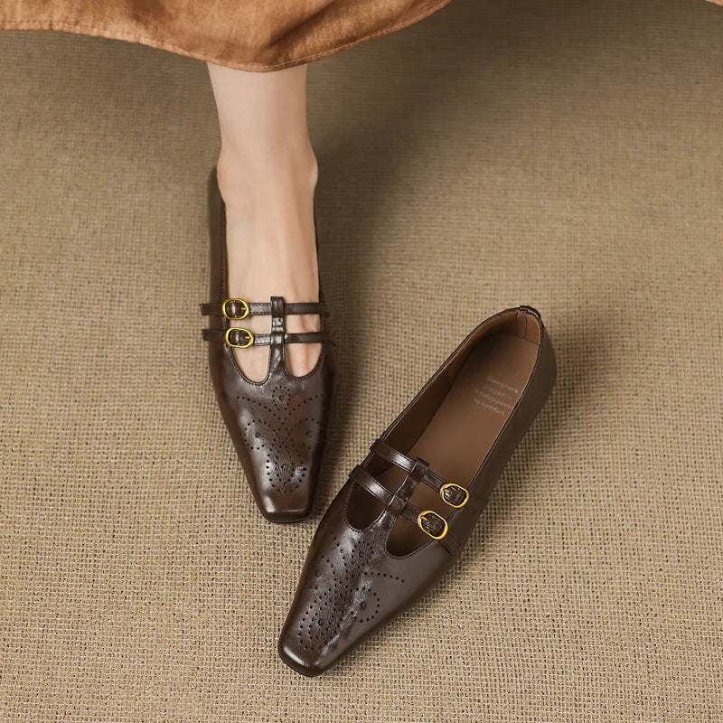 Ceyla | Brogued Double-Strap Mary Jane Flat