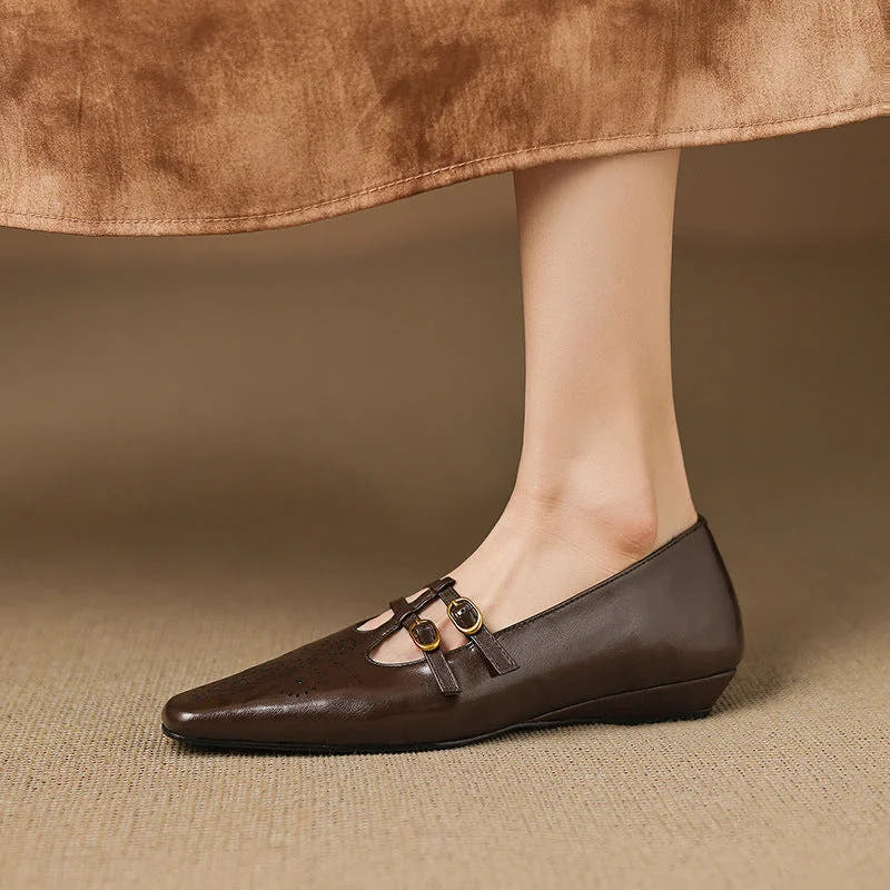 Ceyla | Brogued Double-Strap Mary Jane Flat