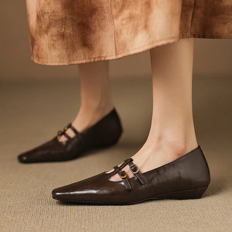 Ceyla | Brogued Double-Strap Mary Jane Flat