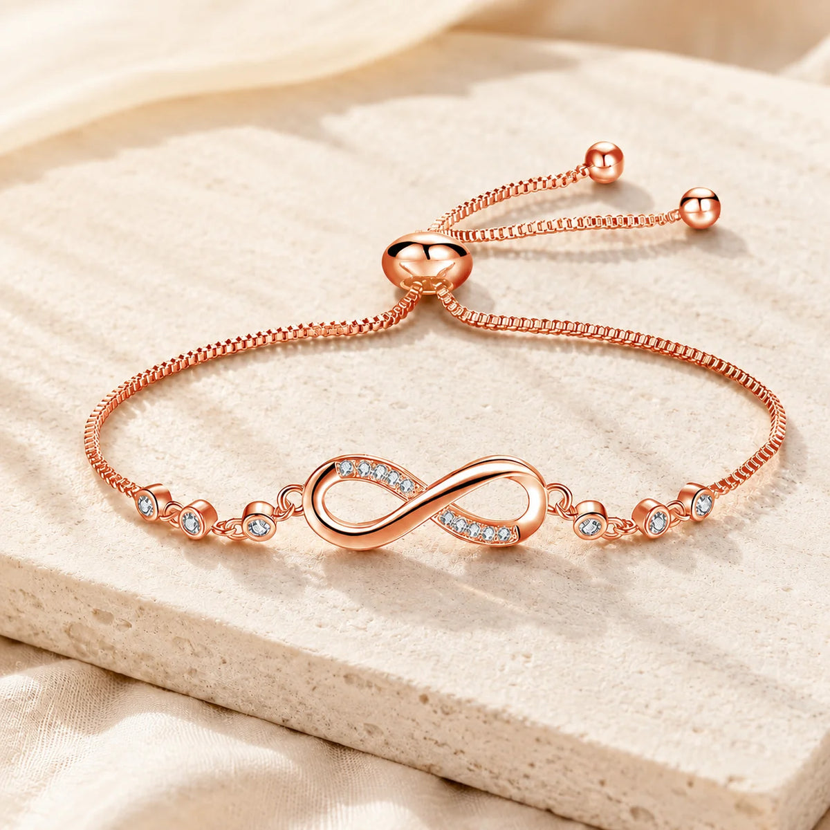 Chic Adjustable Rose Gold Infinity Bracelet