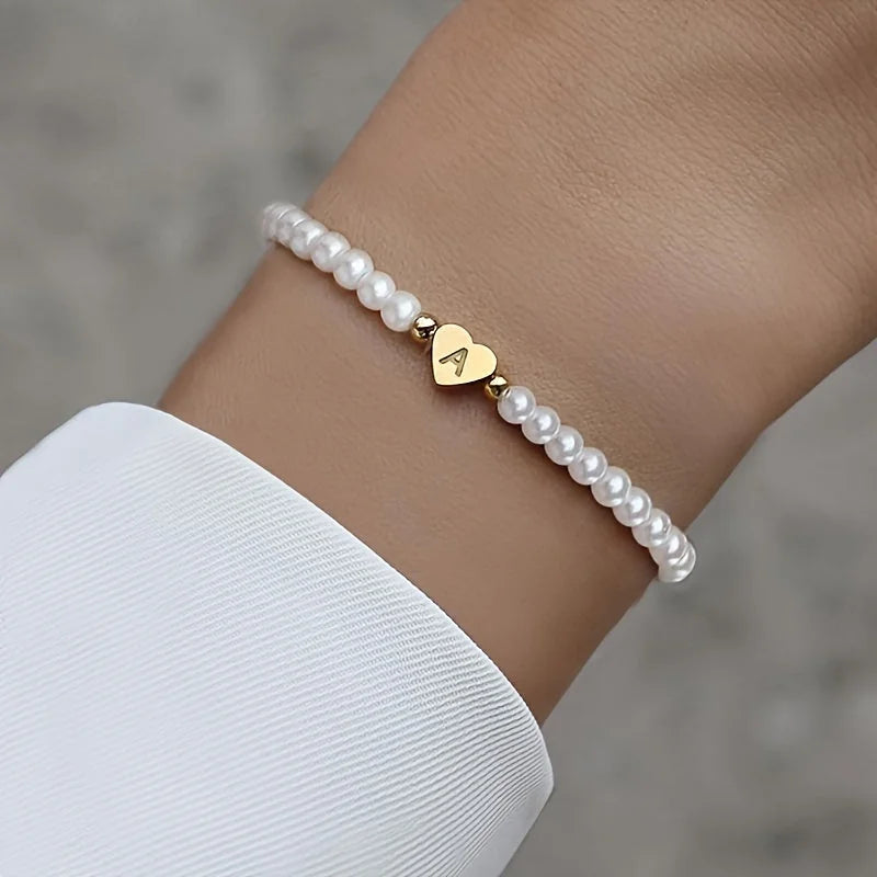 Chic Heart Initial Bracelet (A–Z)
