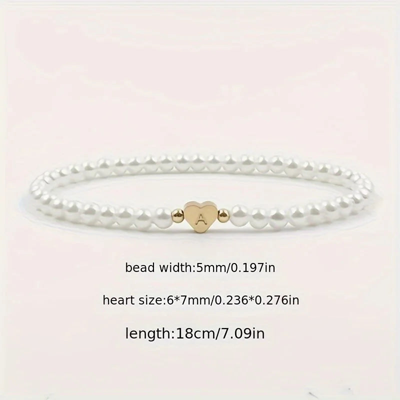 Chic Heart Initial Bracelet (A–Z)