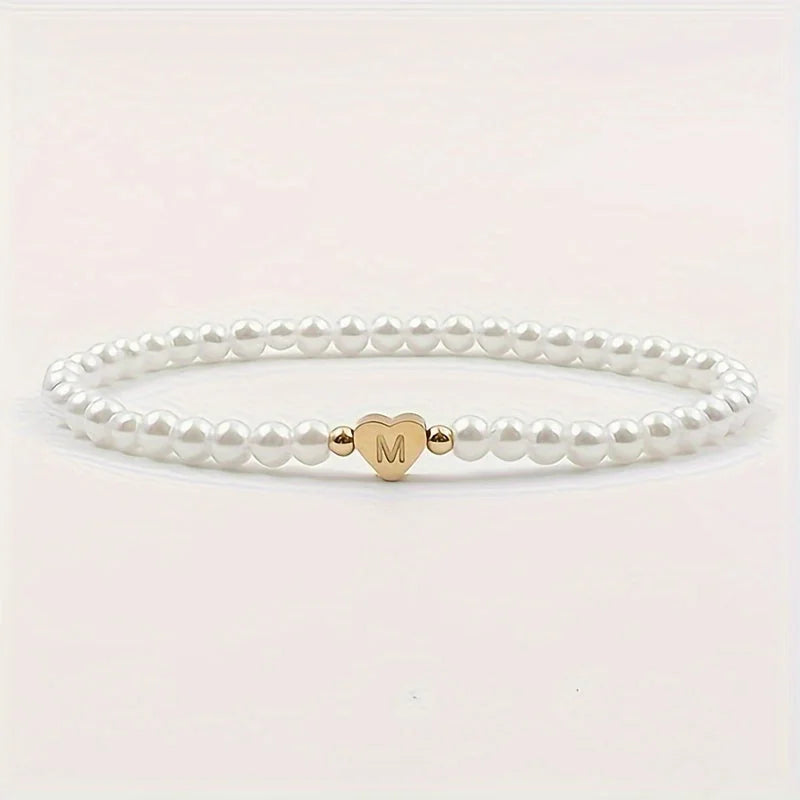 Chic Heart Initial Bracelet (A–Z)