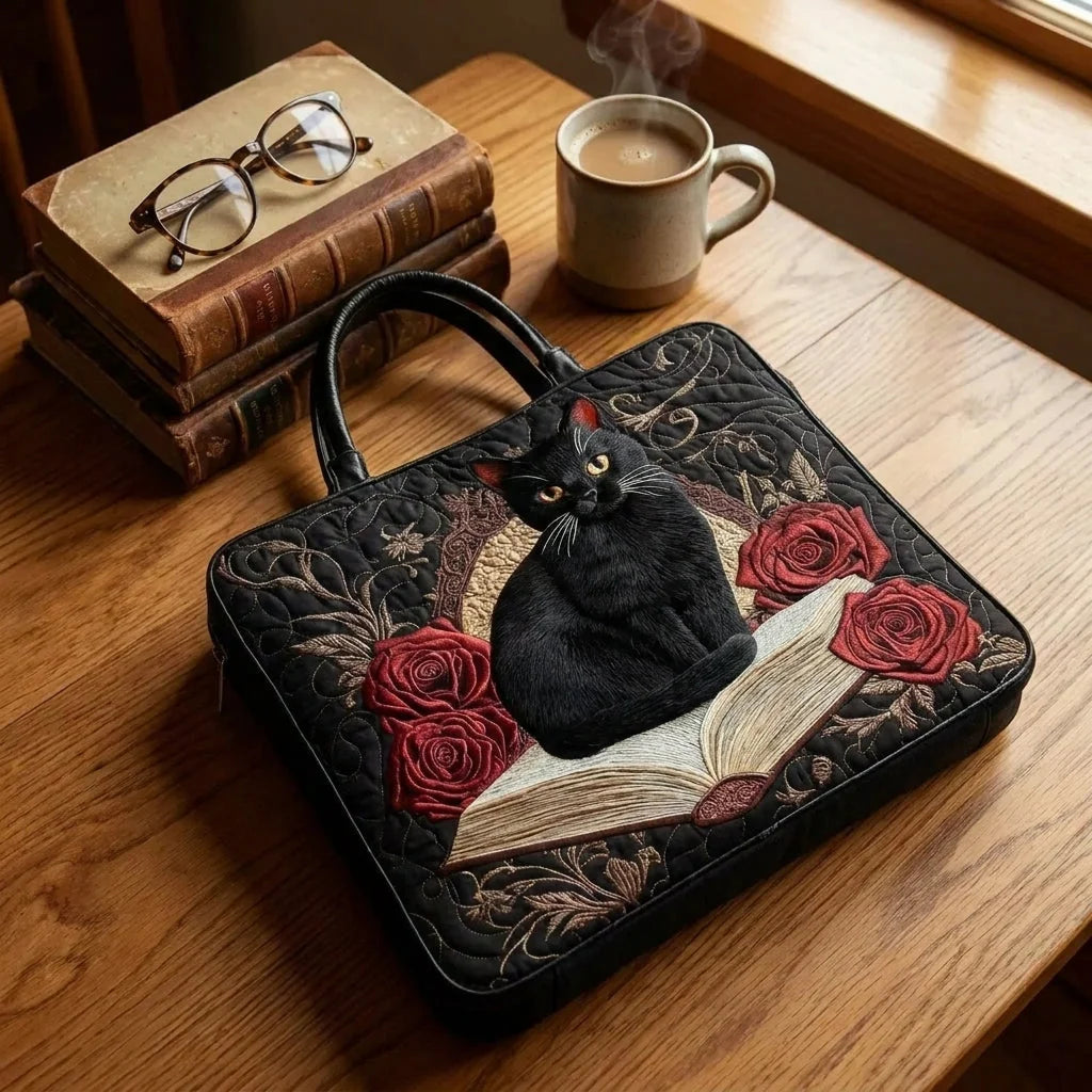 Cindy | Quilted Black Cat Book Tote
