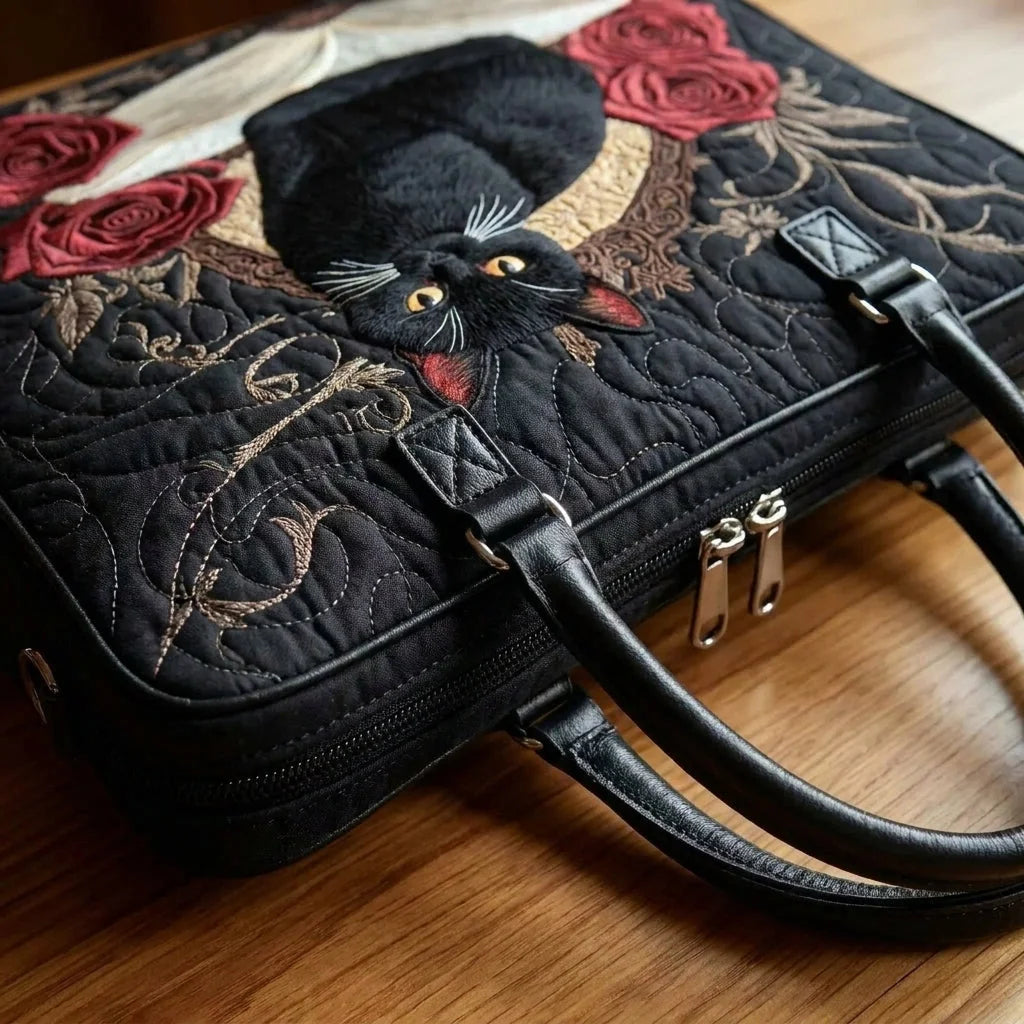 Cindy | Quilted Black Cat Book Tote