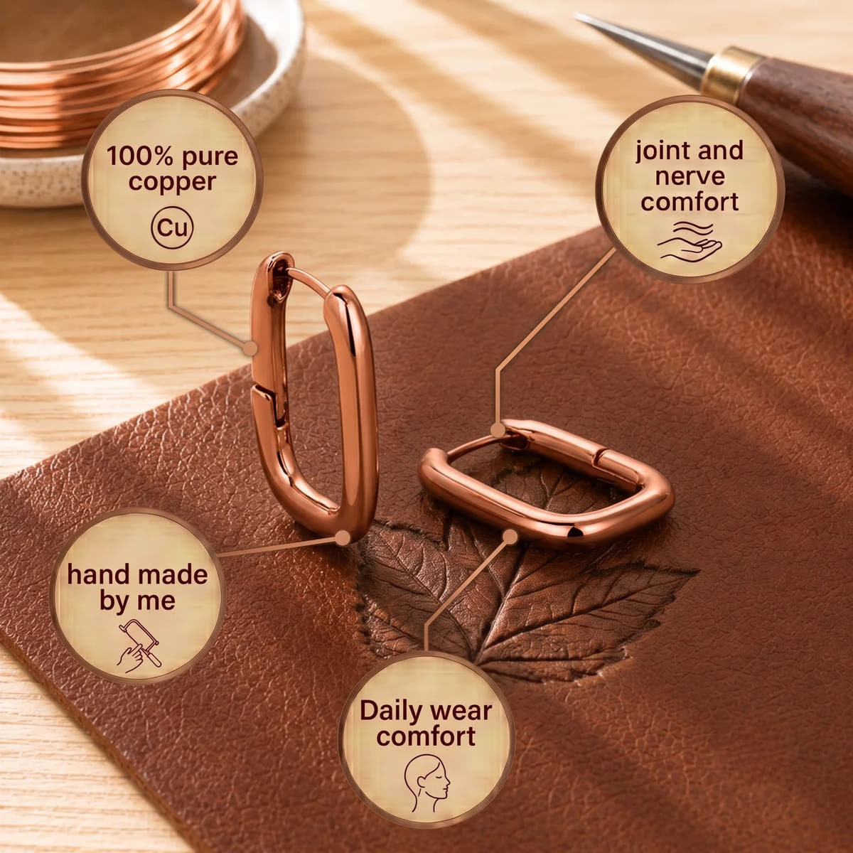 Clasp Copper Earrings