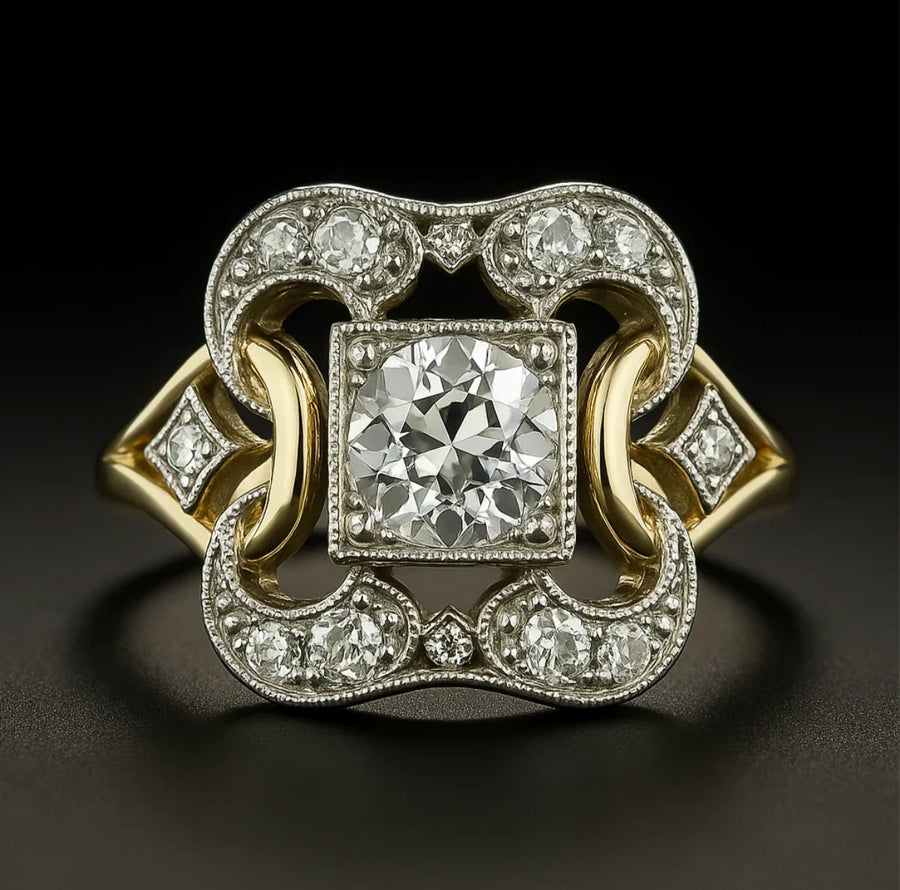 Classic Gold Ring with Vintage Zirconia