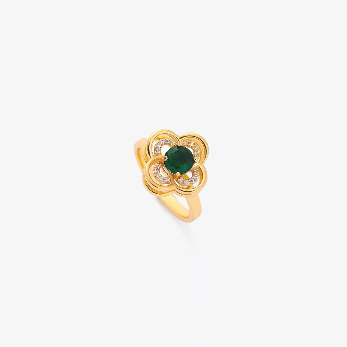 Clover Halo Emerald Spinning Ring | Gold