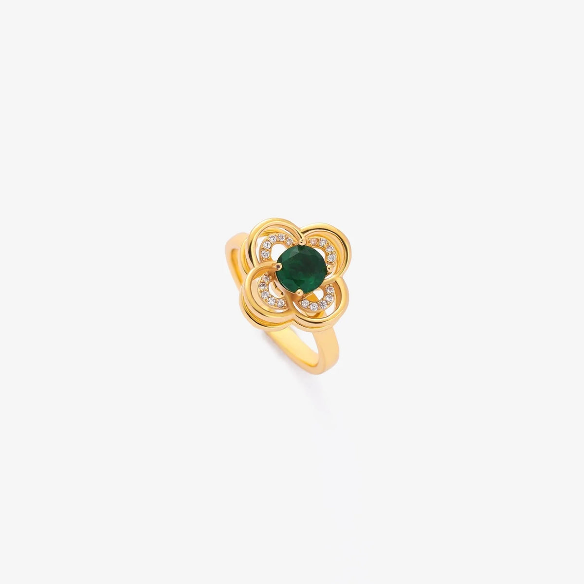 Clover Halo Emerald Spinning Ring | Gold