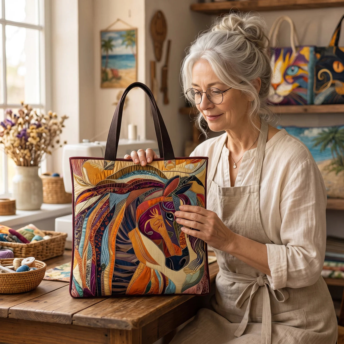 Coco | Mosaic Horse Quilted Tote
