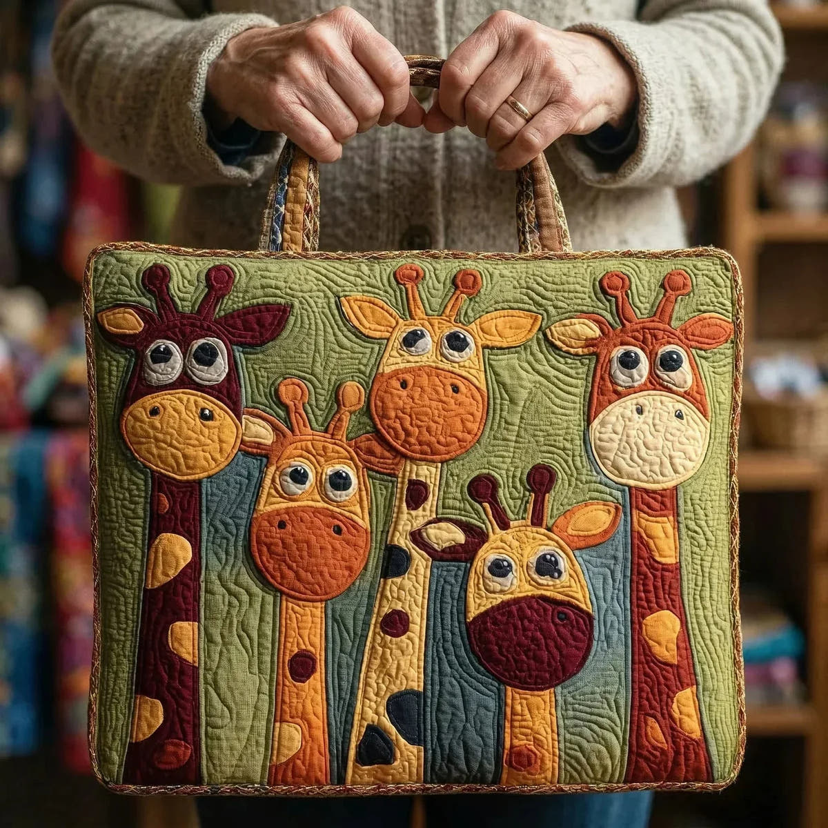 Cressida | Giraffe Quilted Tote