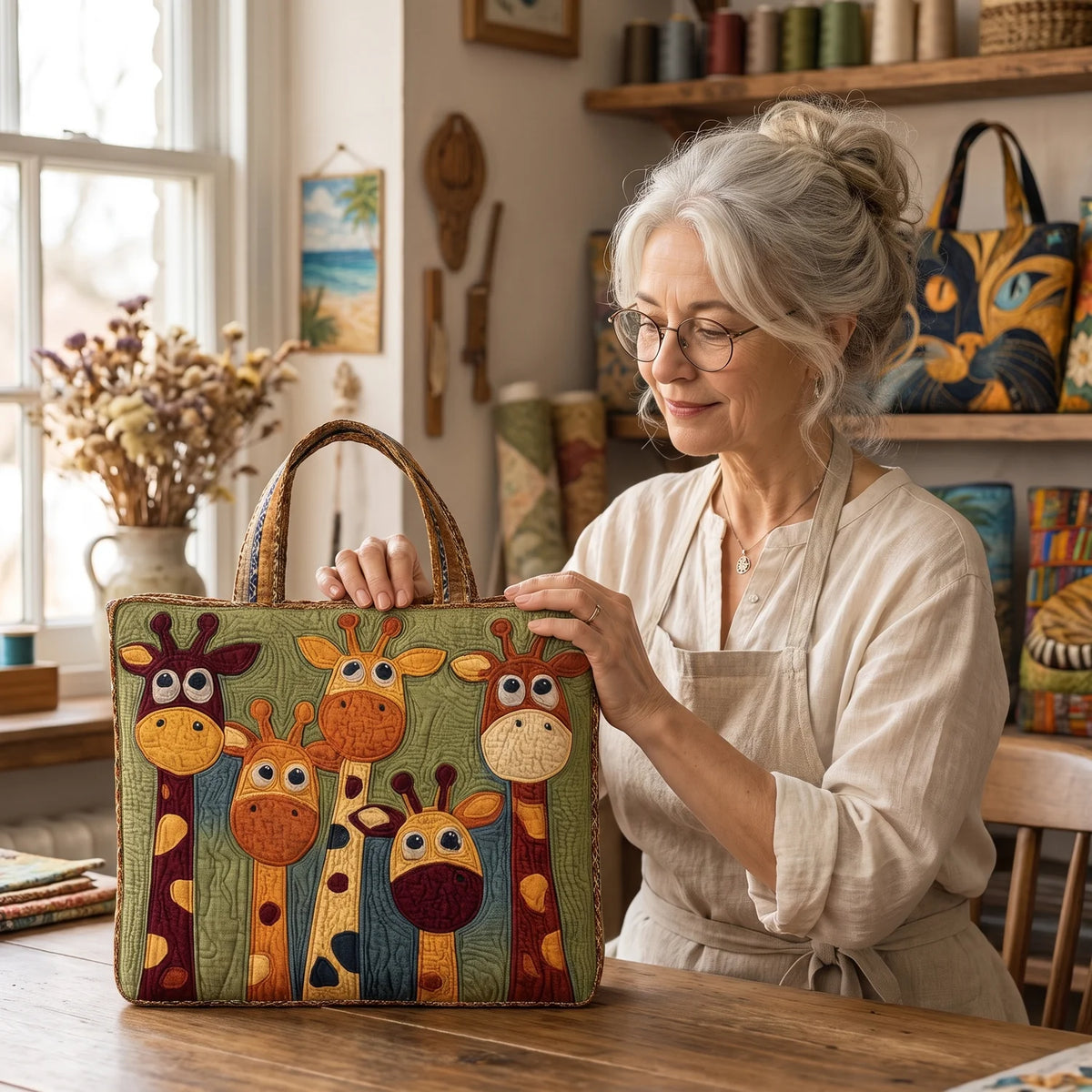 Cressida | Giraffe Quilted Tote