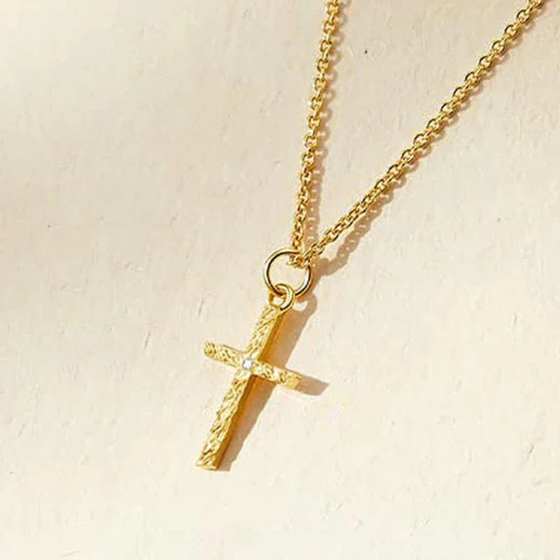 Cross Initial Necklace Set | Gold