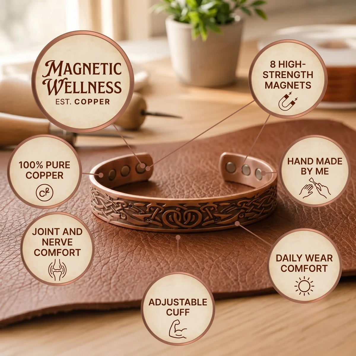 Crown Copper Bracelet