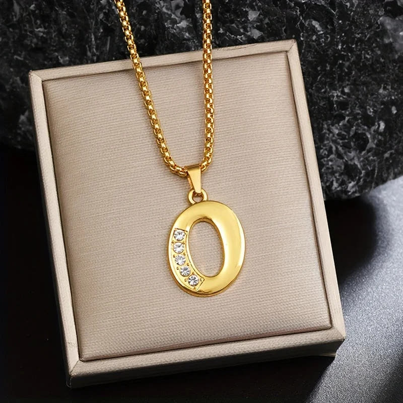 Crystal Accent Initial Necklace | Gold