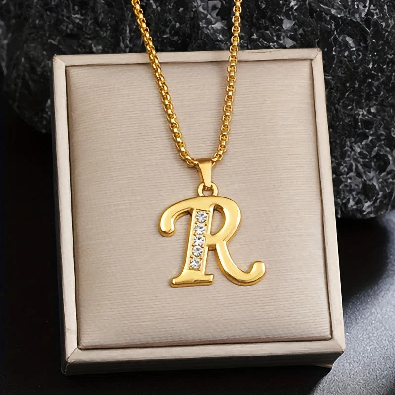 Crystal Accent Initial Necklace | Gold