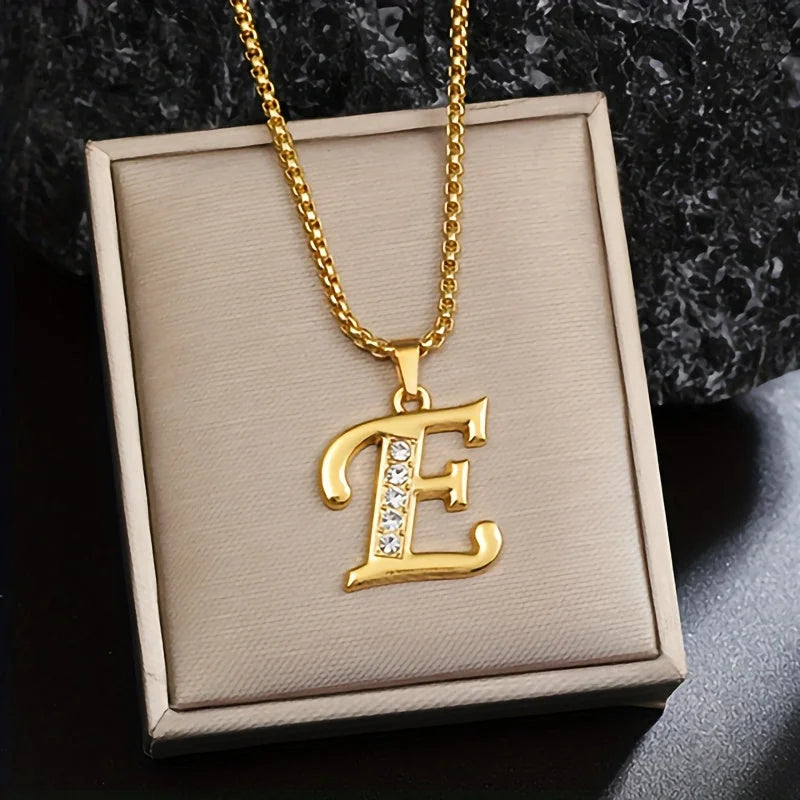 Crystal Accent Initial Necklace | Gold