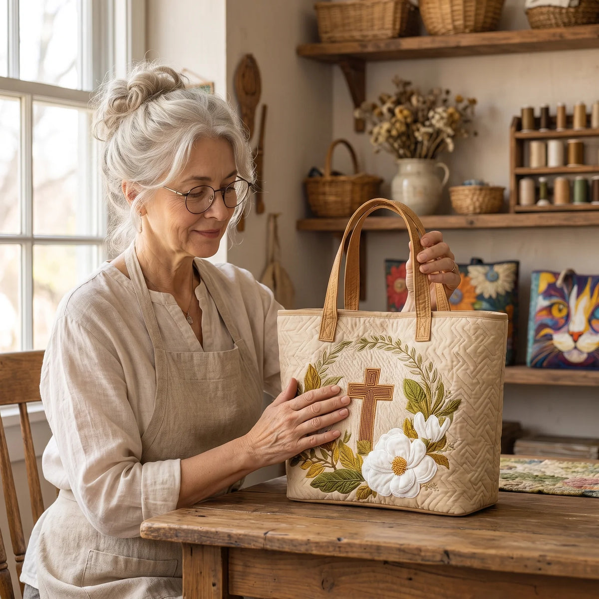Dana | Sacred Cross Quilted Tote