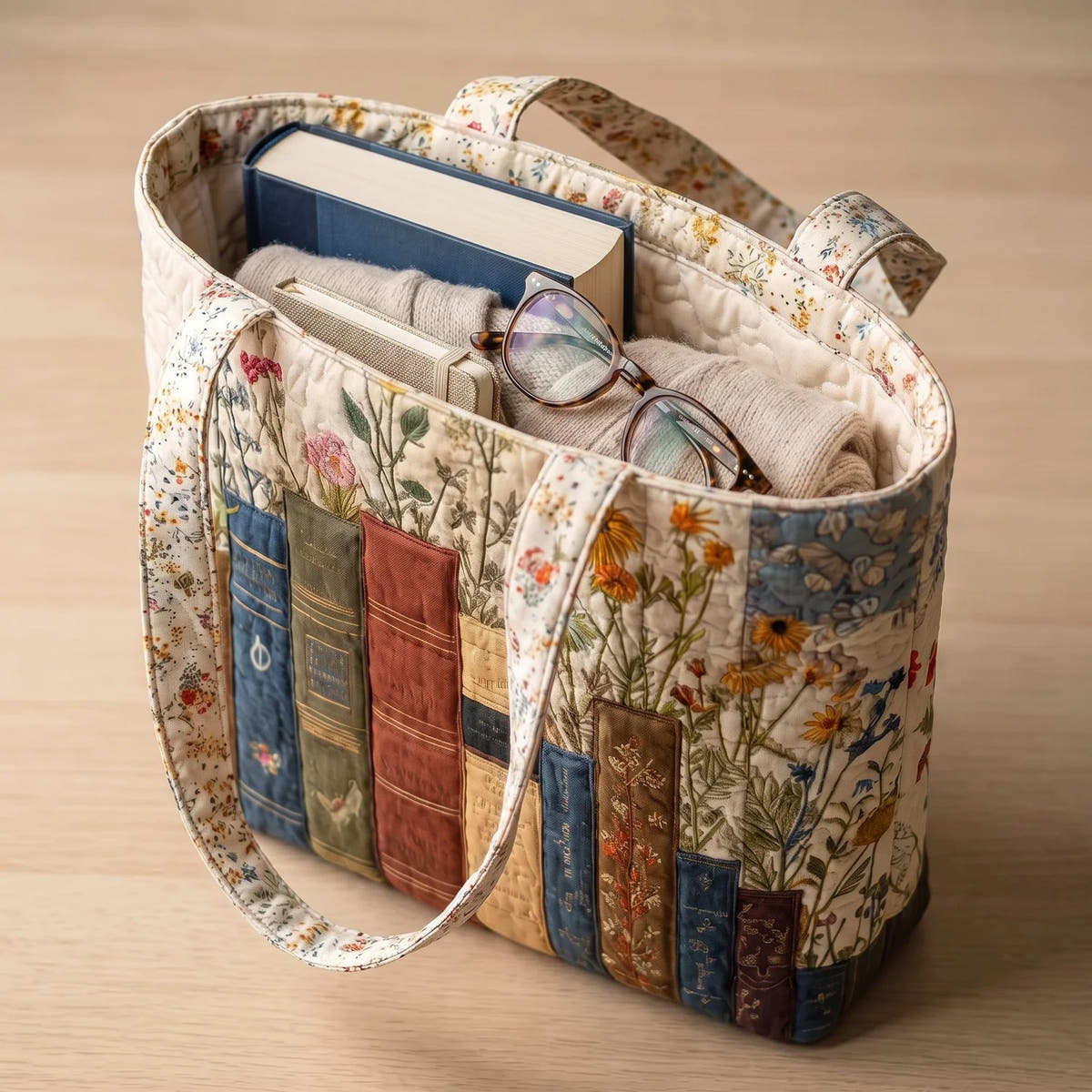 Dawn | Books & Flowers Quilted Tote