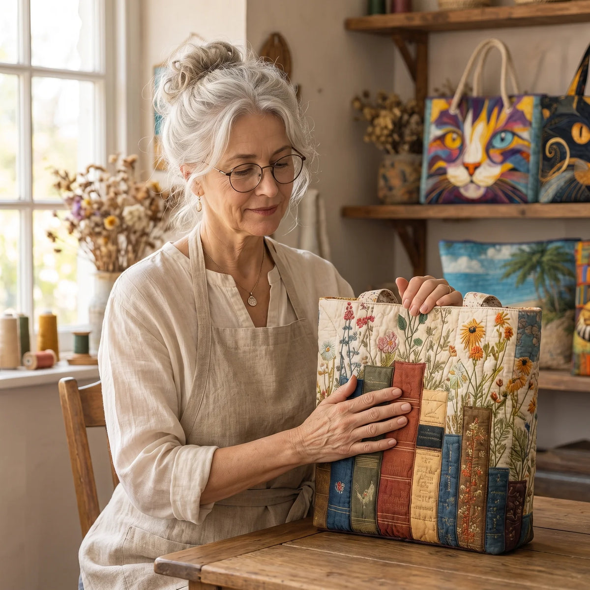 Dawn | Books & Flowers Quilted Tote