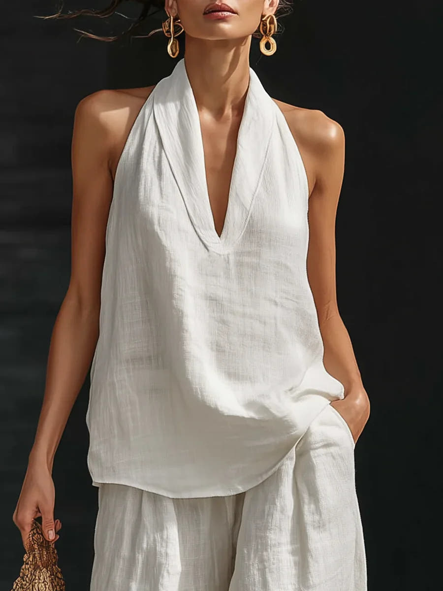 Delphina | Sleeveless Wide-Leg Trouser Set