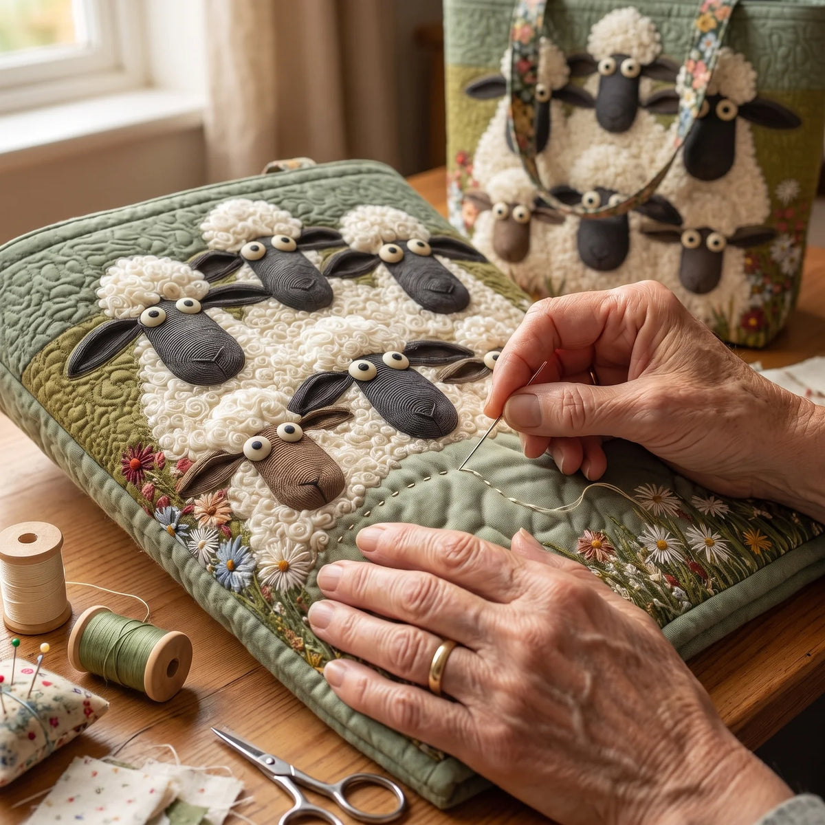 Dolly | Five Sheep Quilted Tote