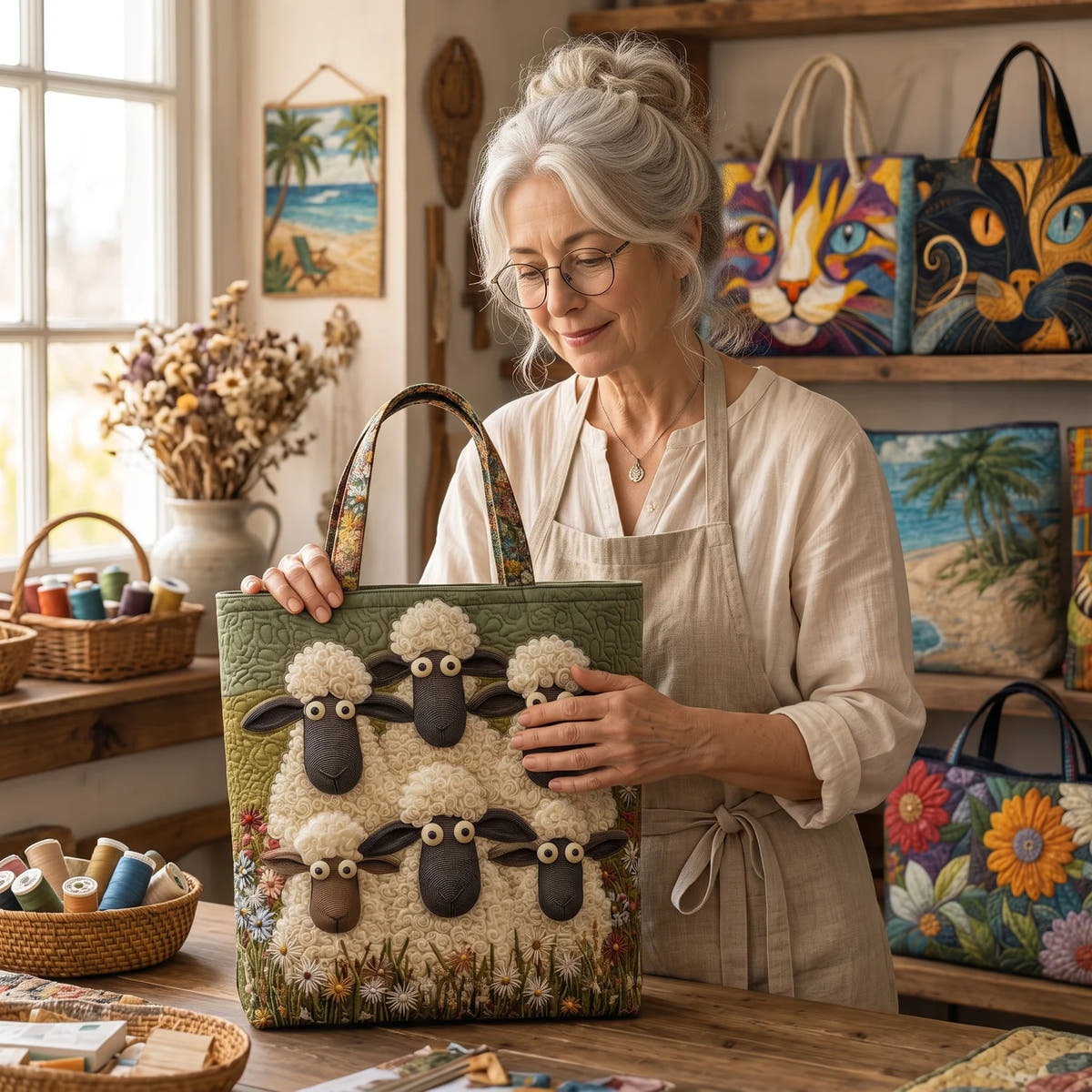 Dolly | Five Sheep Quilted Tote