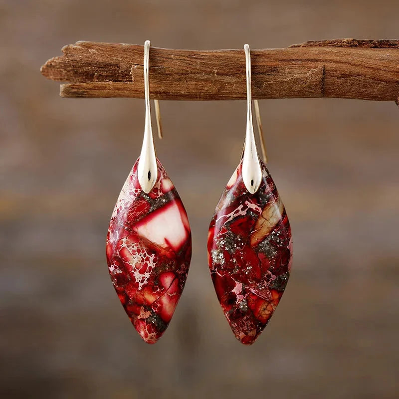Drop Earrings with Natural-Look Stone