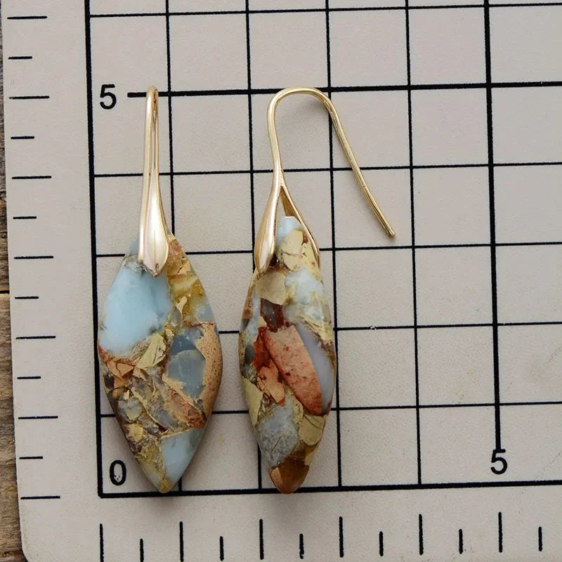Drop Earrings with Natural-Look Stone