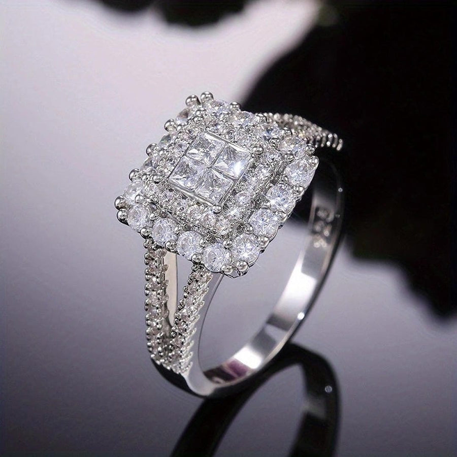 Square Shape Zirconia Wedding Ring