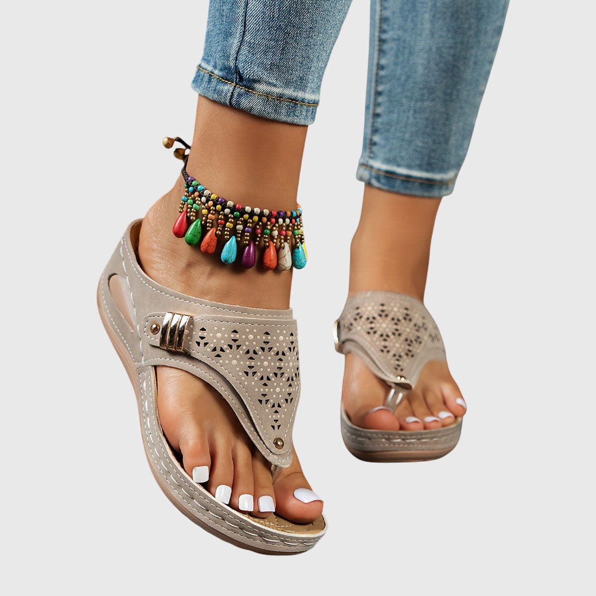 Rosalba | Striped Comfort Flip-Flop Sandals