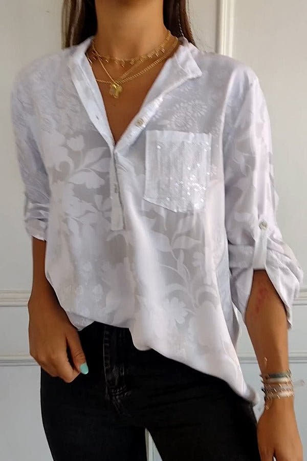 Marcelline | Sequin Lapel Collar Top