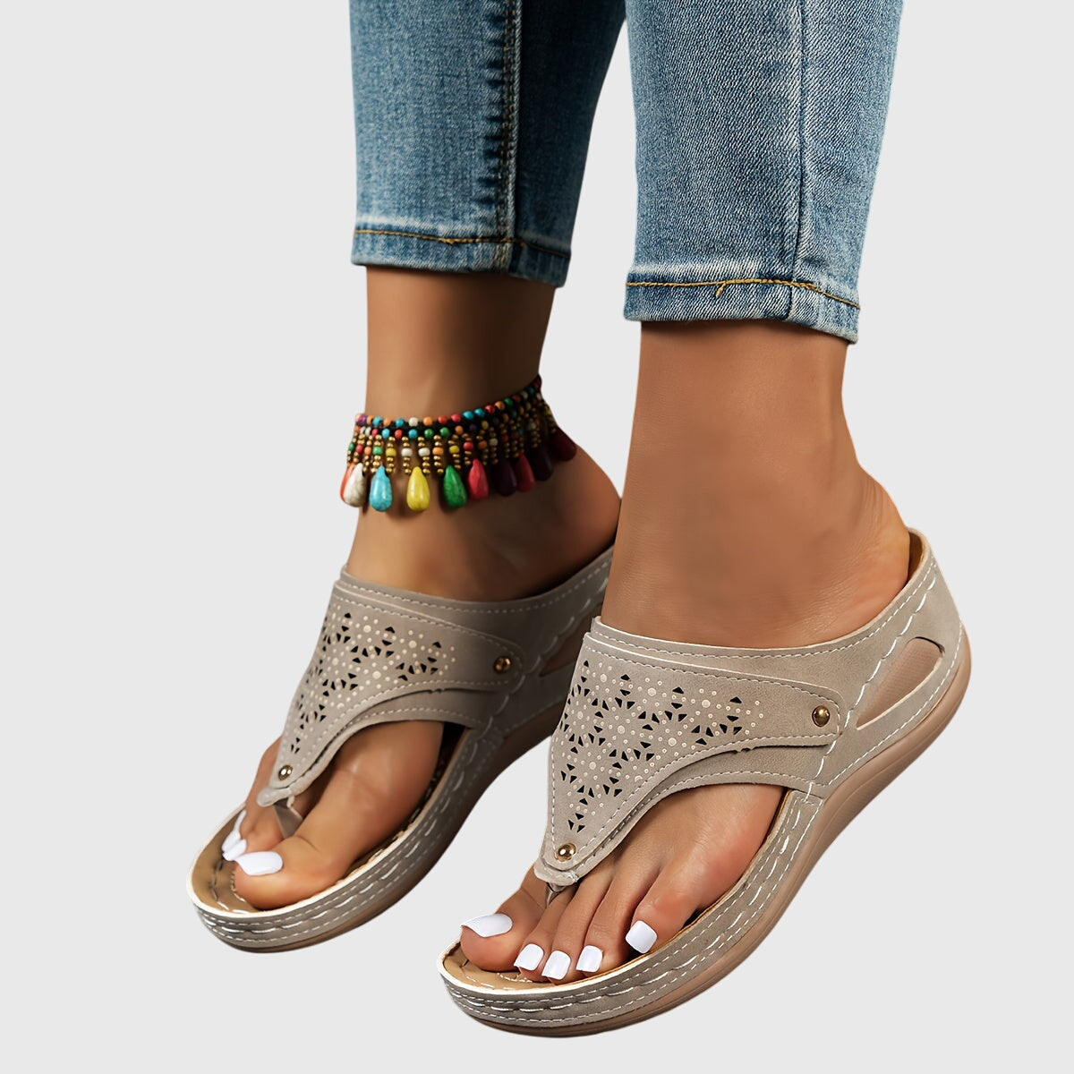 Rosalba | Striped Comfort Flip-Flop Sandals