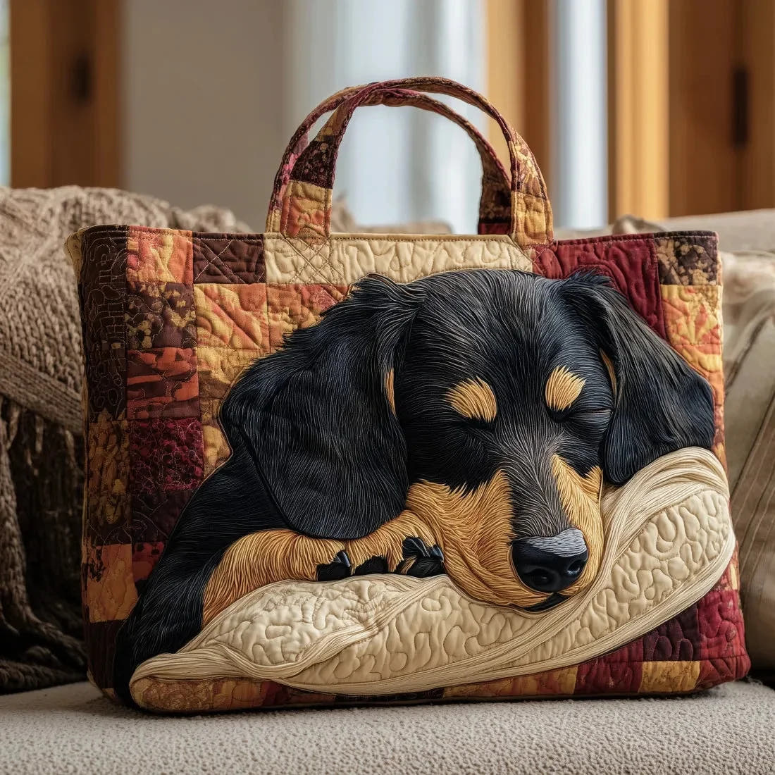 Edith | Dachshund Quilted Tote