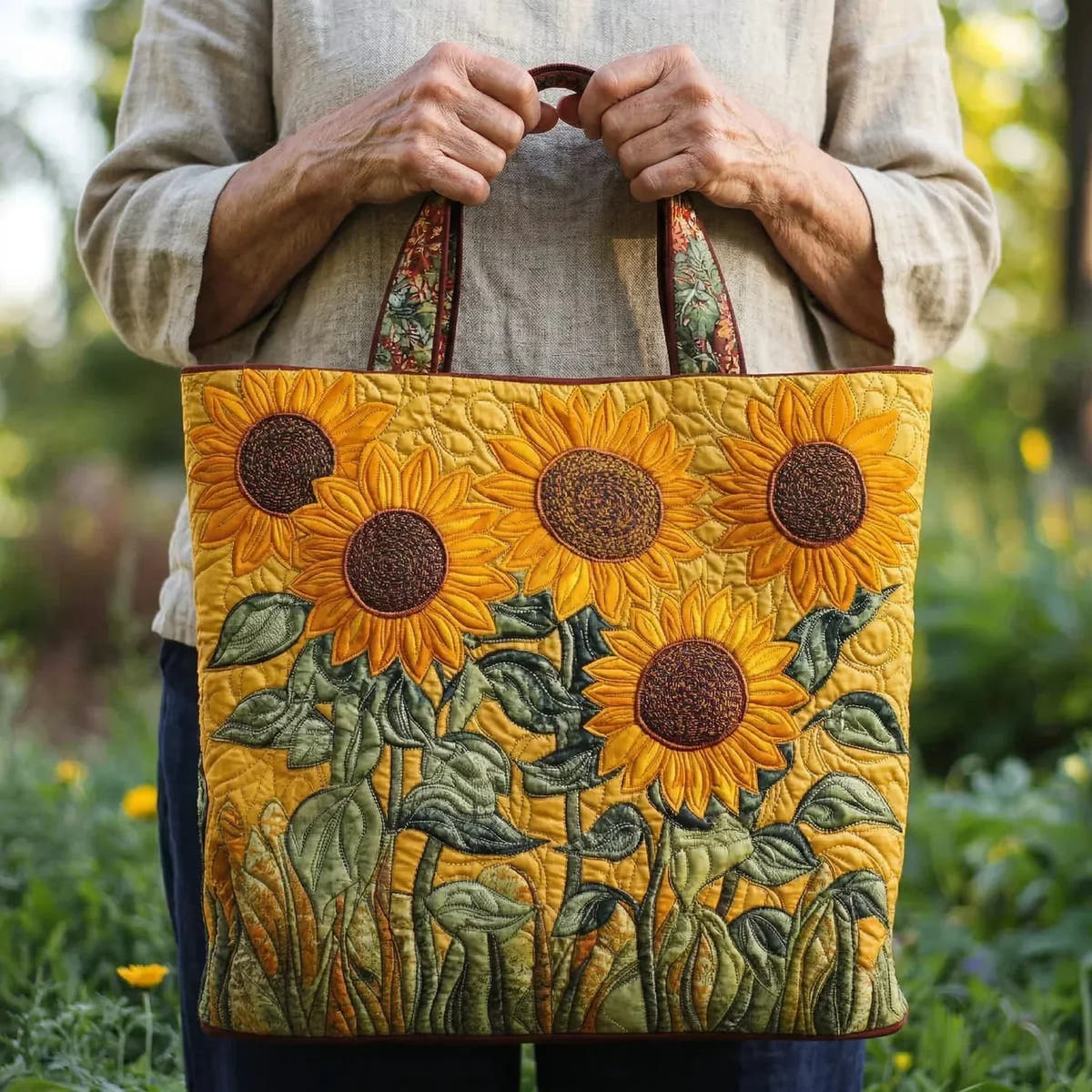 Elaine | Classic Sunflower Quilted Tote