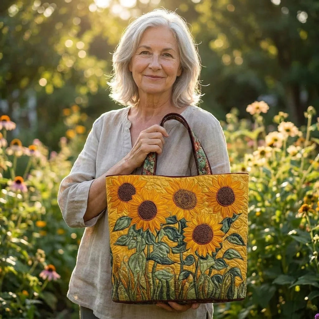 Elaine | Classic Sunflower Quilted Tote