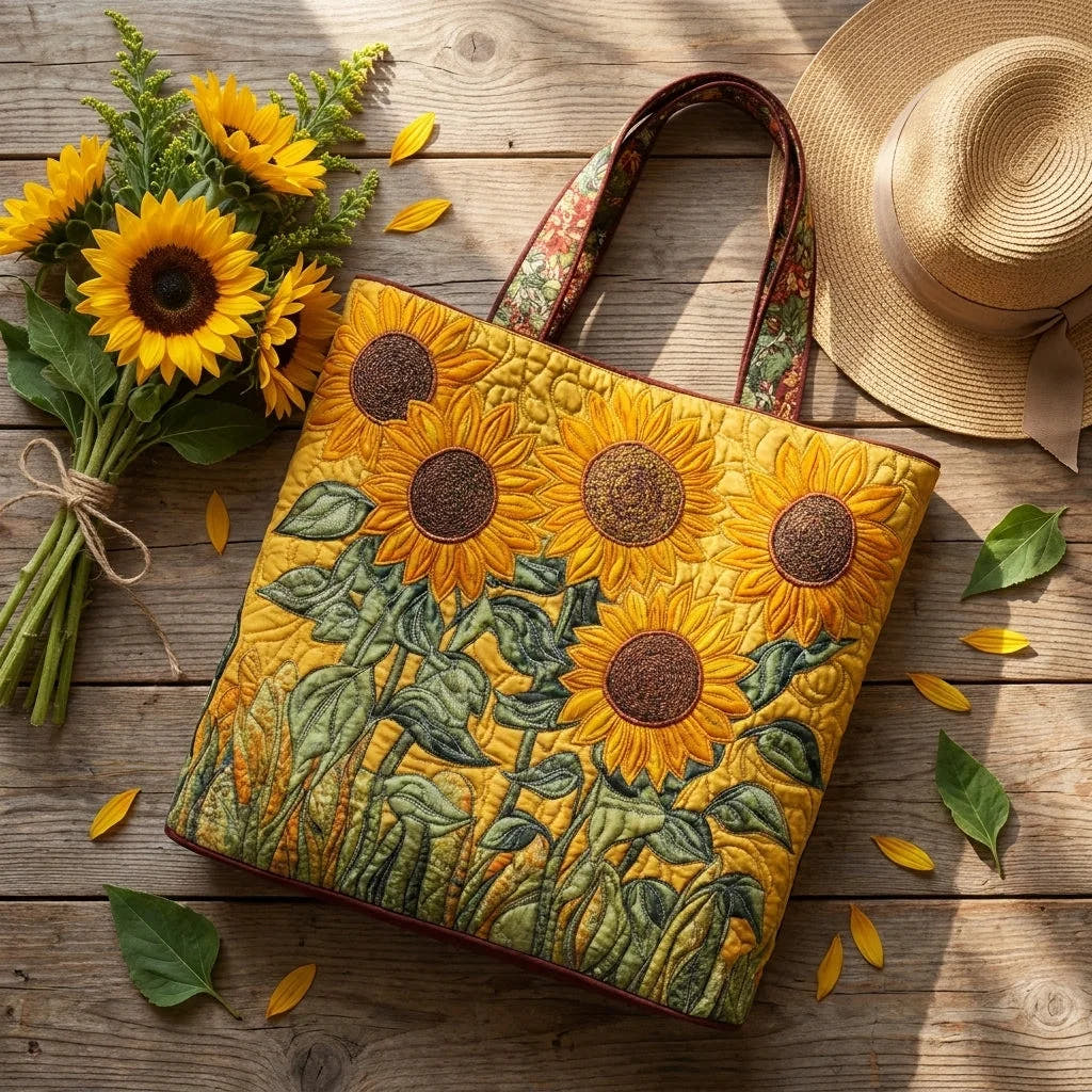 Elaine | Classic Sunflower Quilted Tote