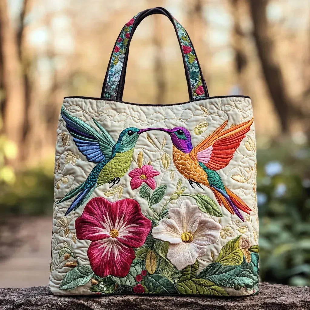 Eleanor | Hummingbird & White Flowers Tote
